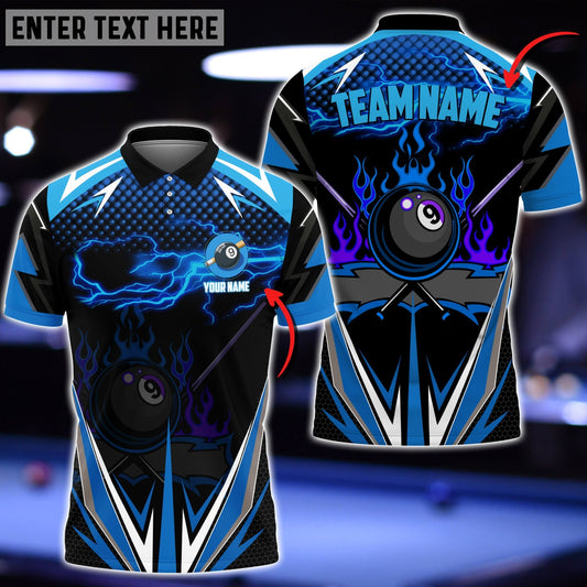 Frenzidea Billiards Blue 9 Ball Customized Name, Team Name 3D Shirt