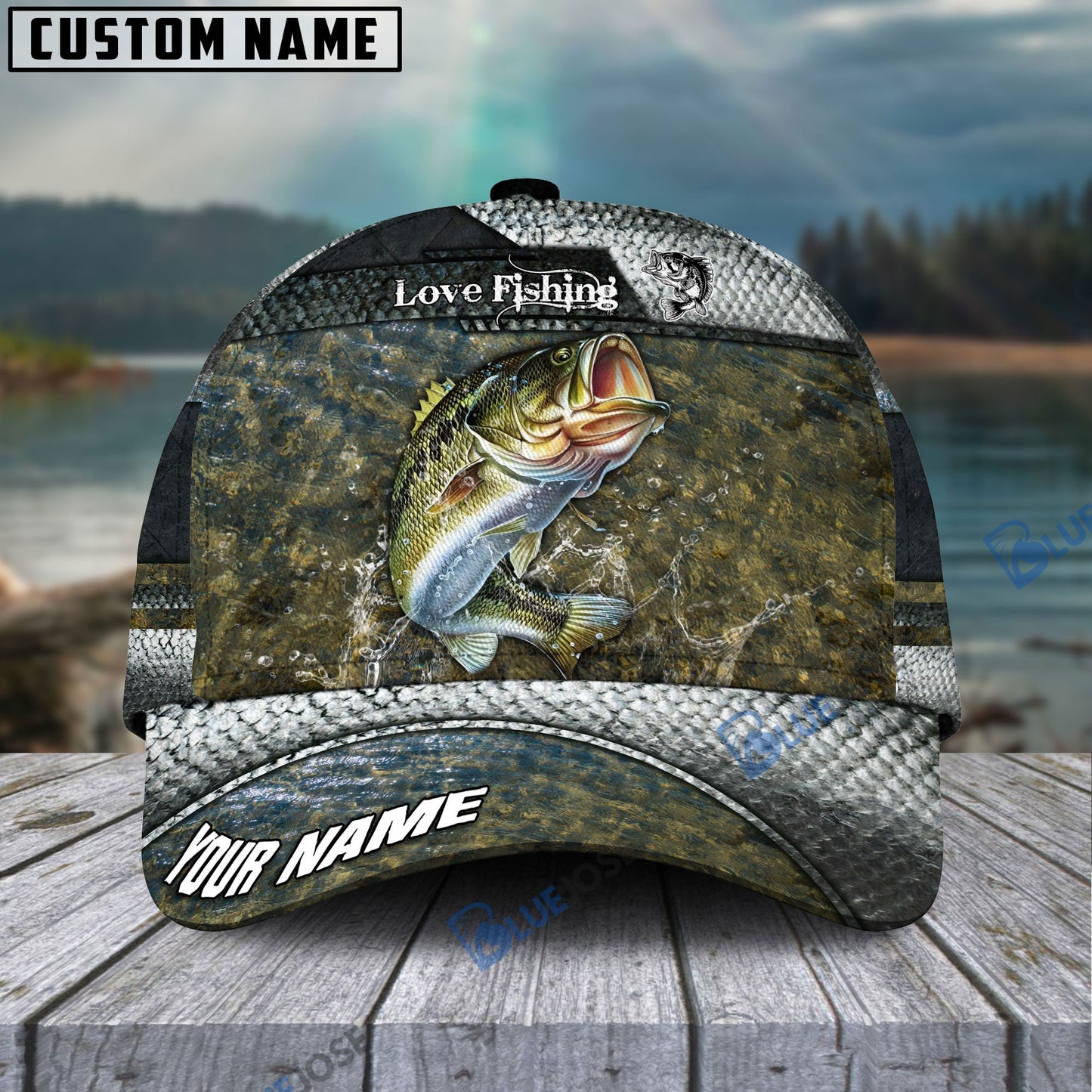 Frenzidea Bass Fish Love Fishing Personalized Cap