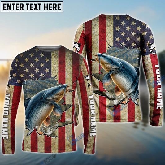 frenzidea Catfish Fishing USA Flag Custom Fishing Shirt