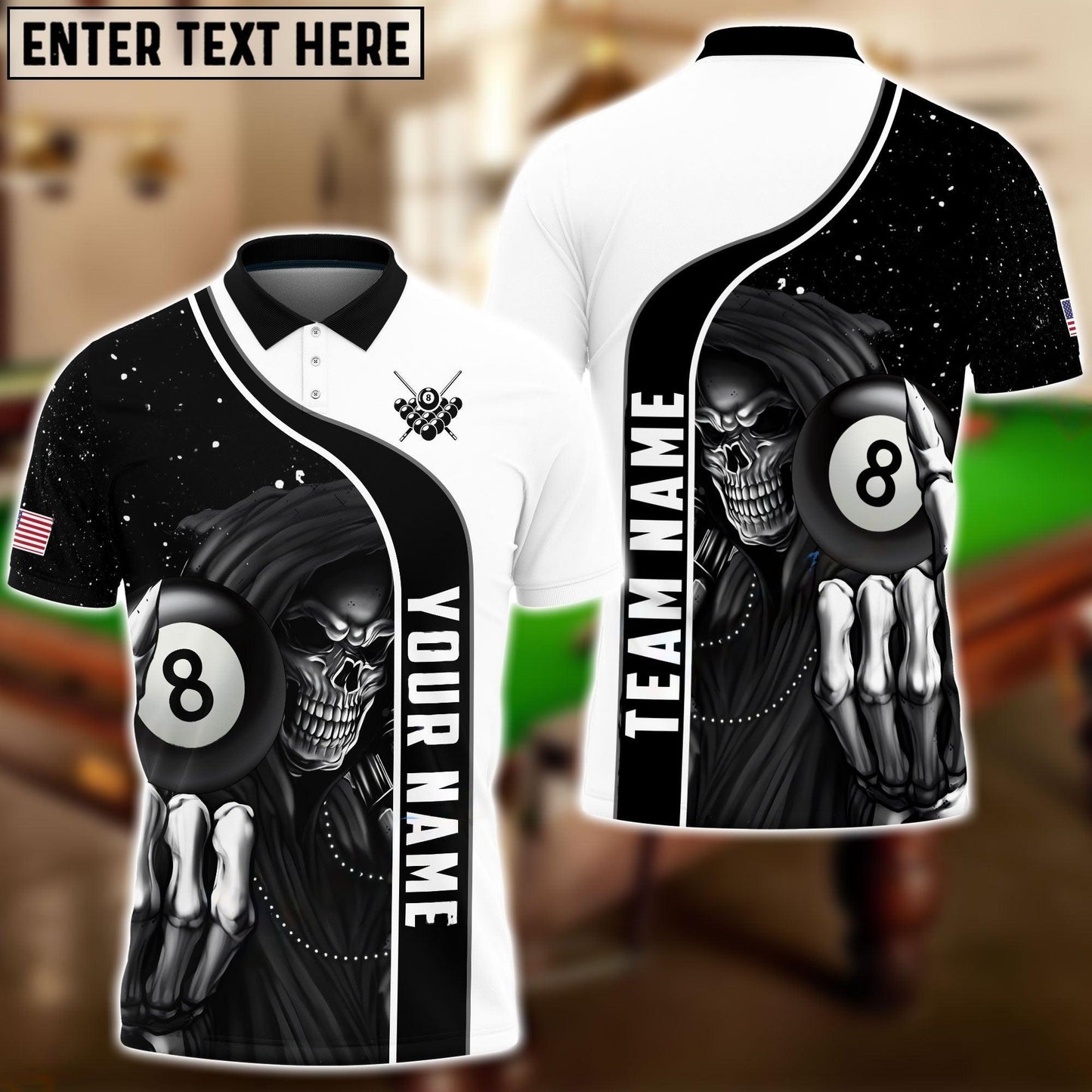 Frenzidea Billiards Reaper Personalized Name, Team Name 3D Shirt
