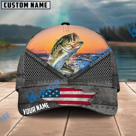 Frenzidea Bass Fishing Sunset Personalized Cap