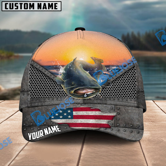 Frenzidea Catfish Fishing Sunset Personalized Cap