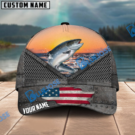 Frenzidea Salmon Fishing Sunset Personalized Cap