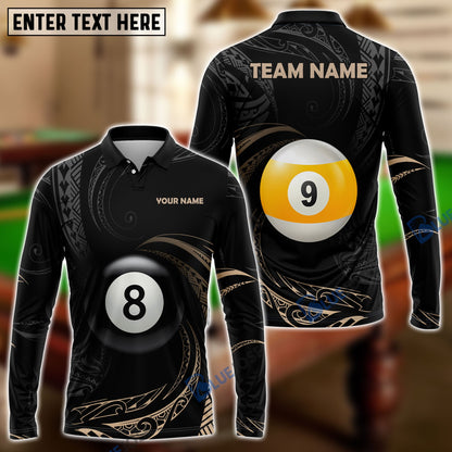 Frenzidea Billiards Rolling Tribal Pattern Personalized Name, Team Name Shirt