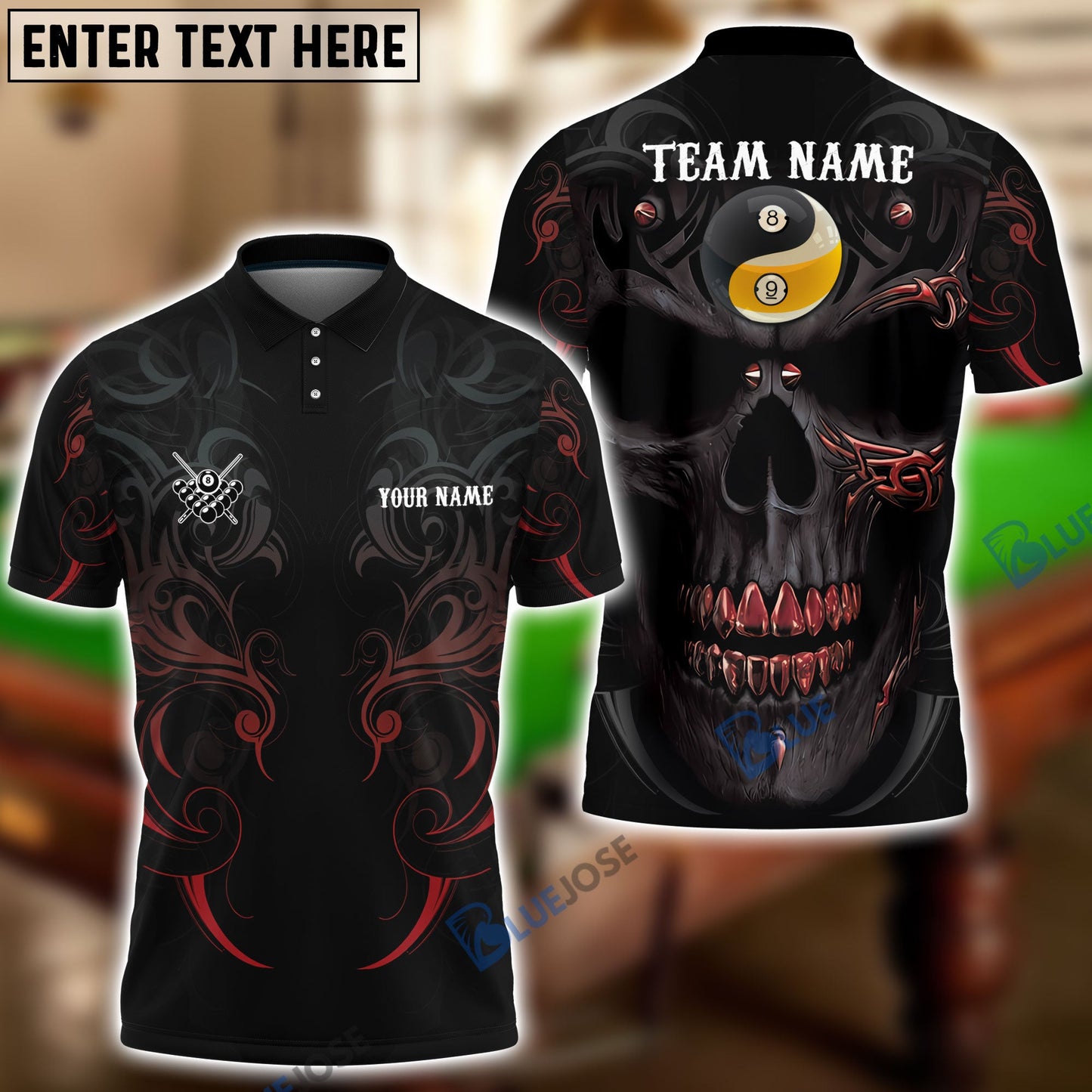 Frenzidea Billiards Skull Yin Yang 8-Ball & 9-Ball Personalized Shirt