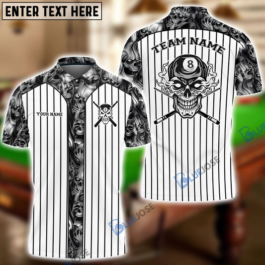 Frenzidea Billiards Stripe Skull Personalized Name, Team Name Shirt