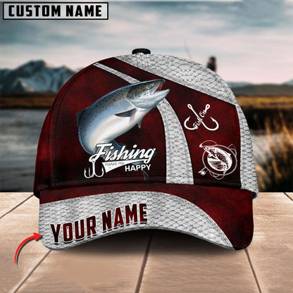 Frenzidea Personalized Salmon Fishing Red Cap
