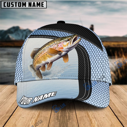 Frenzidea Personalized Trout Fishing Net Pattern Blue Cap