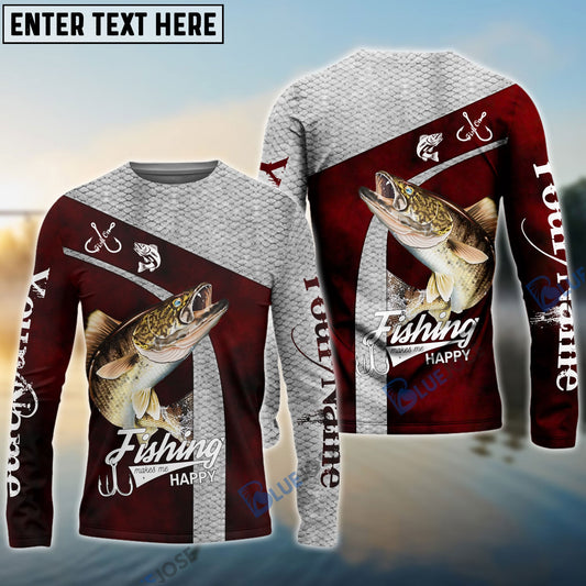 Frenzidea Walleye Personalized Fishing Red Shirt