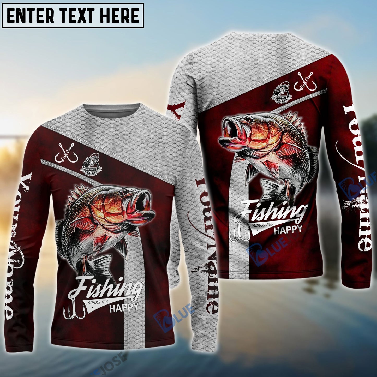 frenzidea Personalized Fishing Red Shirt