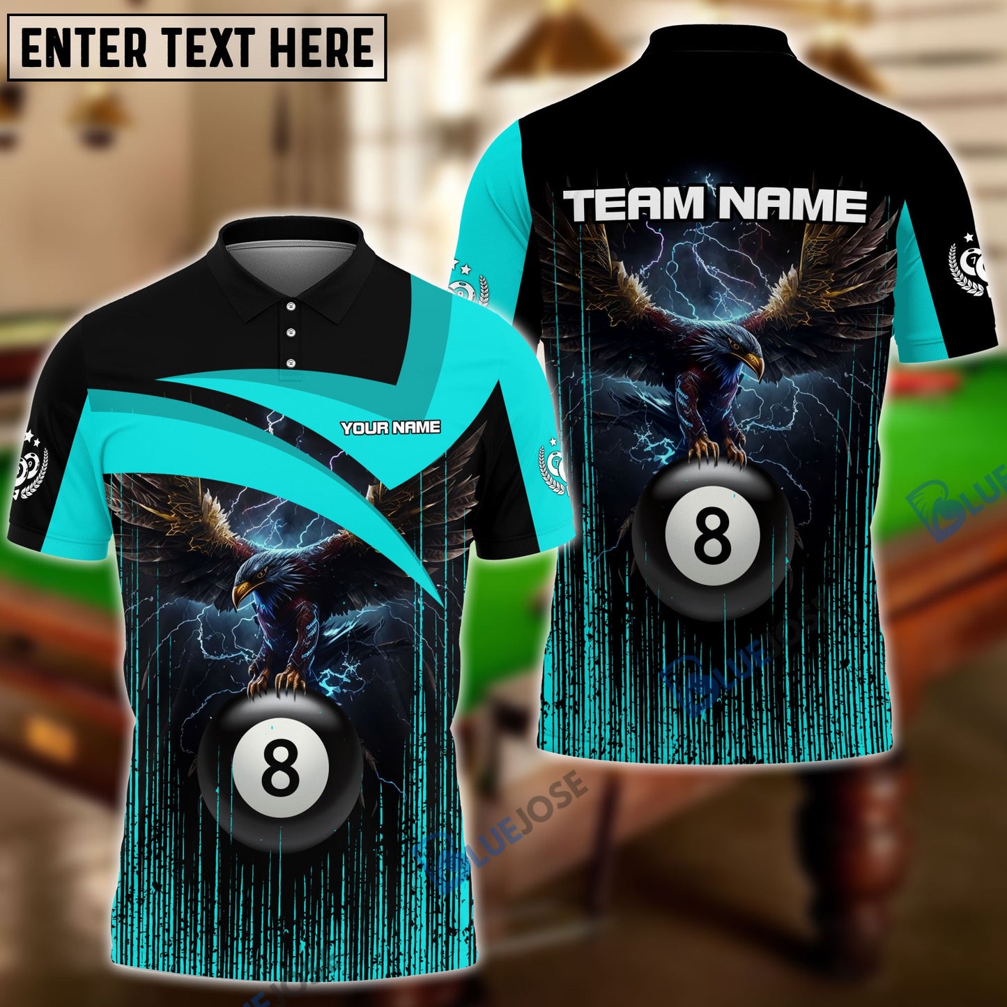 Frenzidea Billiards 8-Ball Eagle Personalized Shirt ( 3 Colors)