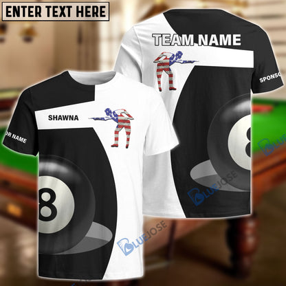 frenzidea Billiards Black And White Team name, Personalized Name, Sponsor Name 3D Shirt