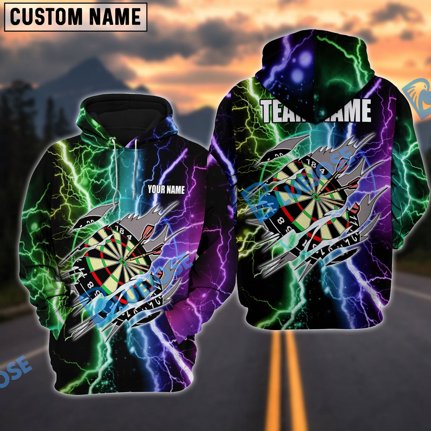 Frenzidea Darts Lightning Personalized Name 3D Shirt
