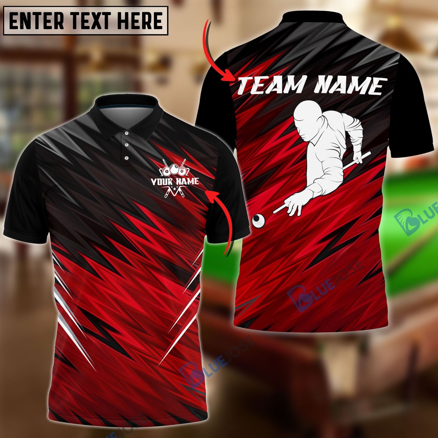 Frenzidea Billiards New Black And Red Lightning Personalized 3D Shirt
