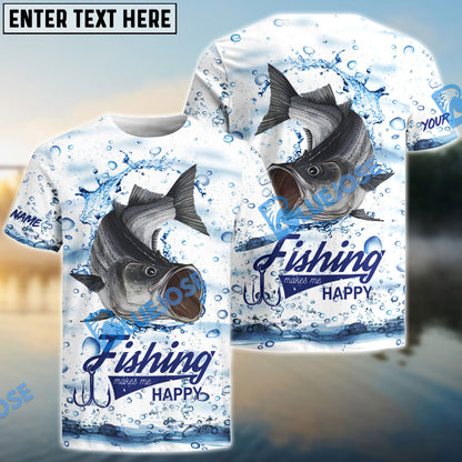 Frenzidea Customize Name Striped Bass Fishing 3D Shirts
