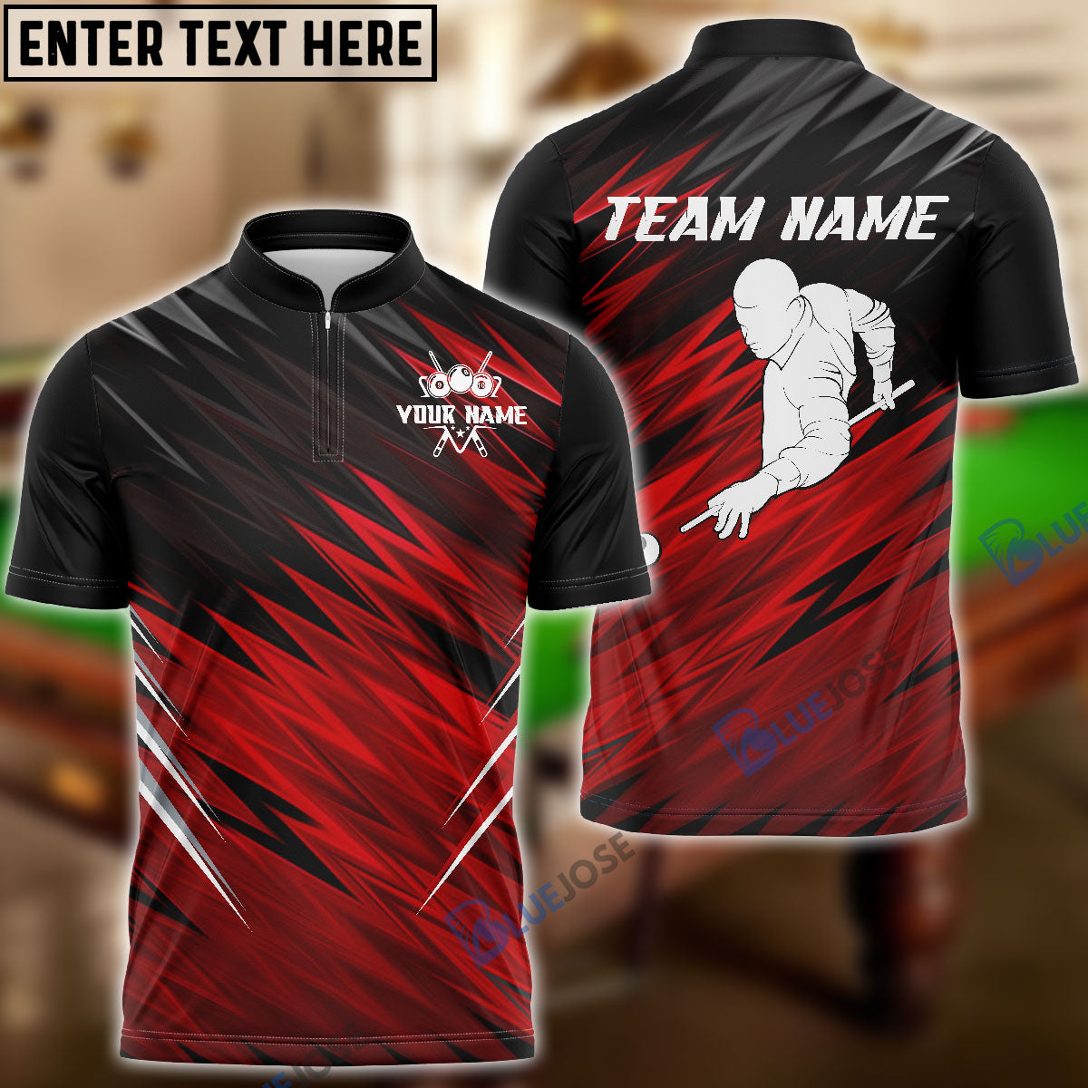Frenzidea Billiards New Black And Red Lightning Personalized 3D Shirt