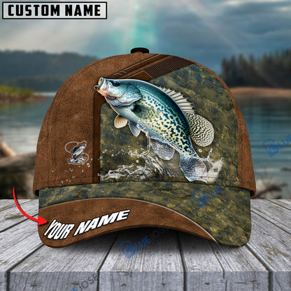 Frenzidea Fishing Leather Pattern Personalized Cap (Bass, Striped Bass, Catfish, Trout, Crappie, Salmon, Walleye, Pike)