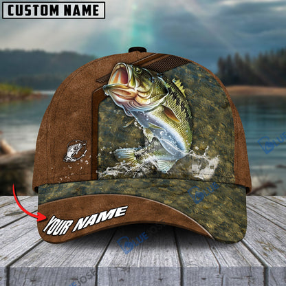 Frenzidea Fishing Leather Pattern Personalized Cap (Bass, Striped Bass, Catfish, Trout, Crappie, Salmon, Walleye, Pike)