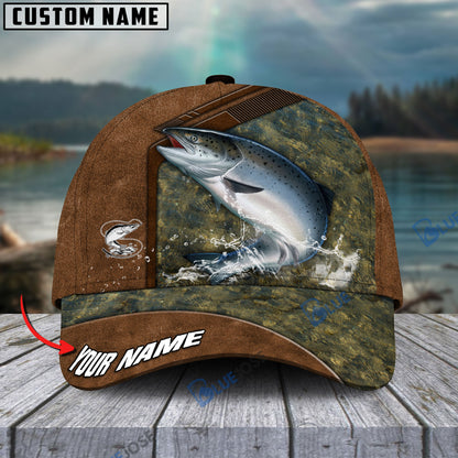 Frenzidea Fishing Leather Pattern Personalized Cap (Bass, Striped Bass, Catfish, Trout, Crappie, Salmon, Walleye, Pike)