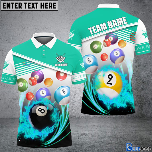 Frenzidea Billiards Mint Color Personalized Name, Team Name 3D Shirts