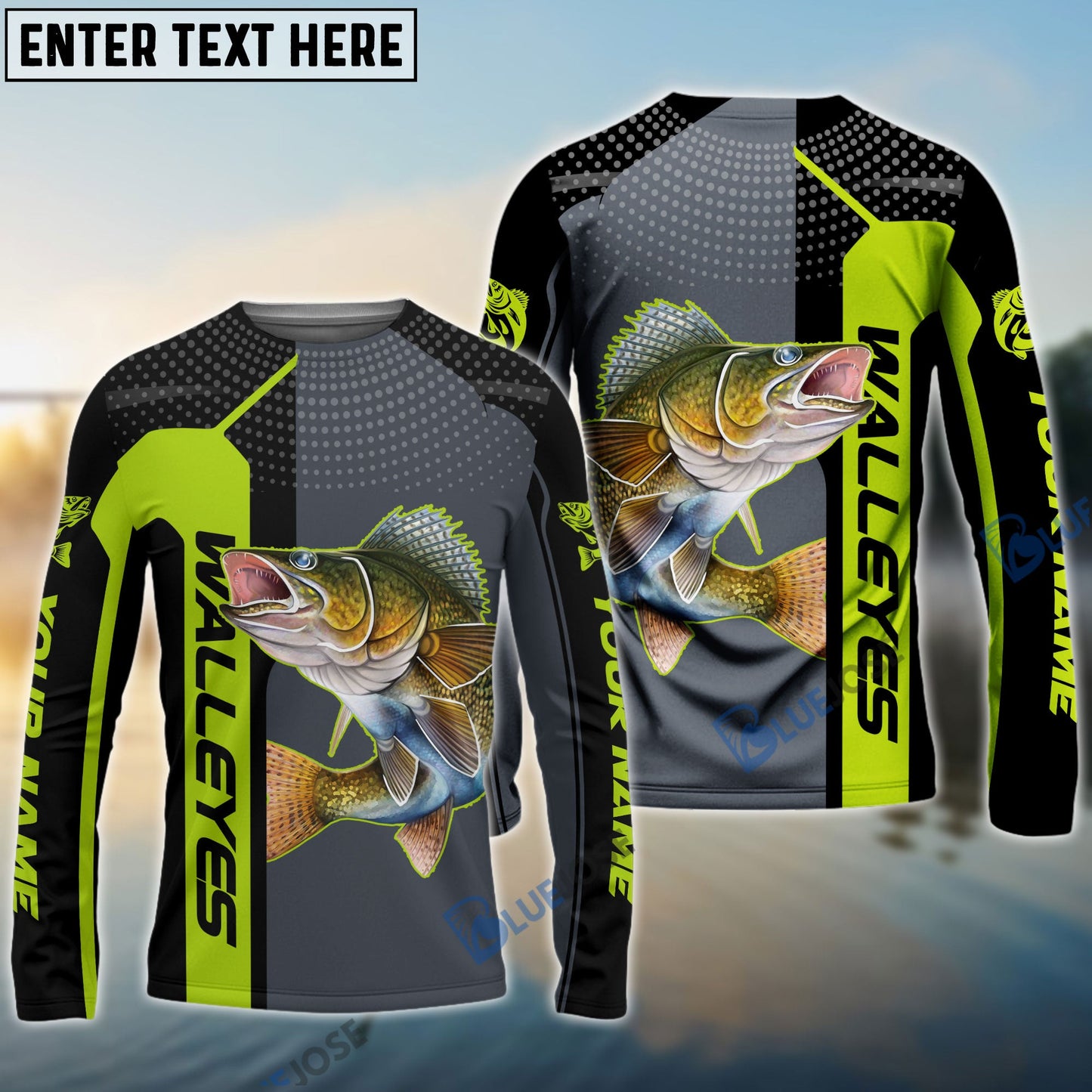 Frenzidea Personalized Largemouth Bass Fishing Green Line Sport Jersey Fishing Shirts