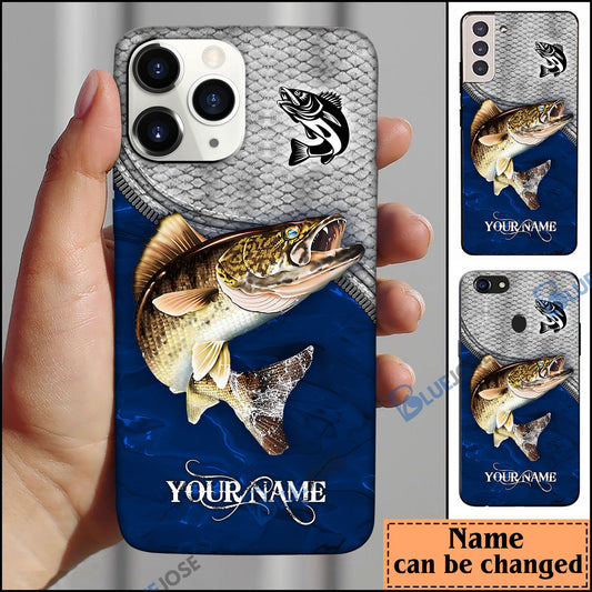 Frenzidea Walleye Fishing Blue Personalized Name Phone Case