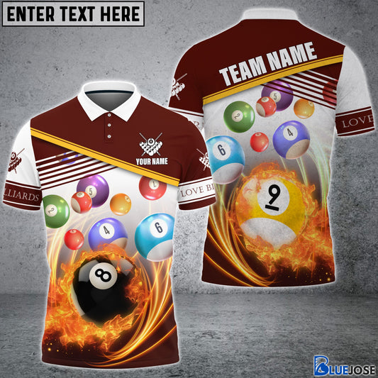 Frenzidea Billiards Dark Red Color Personalized Name, Team Name 3D Shirts