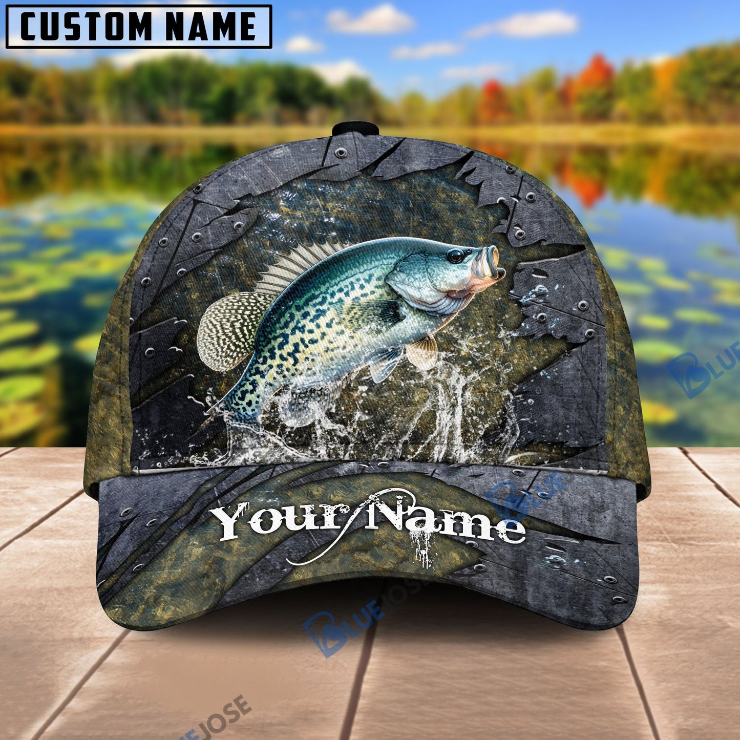 Frenzidea Personalized Crappie Fishing Metal Pattern Cap