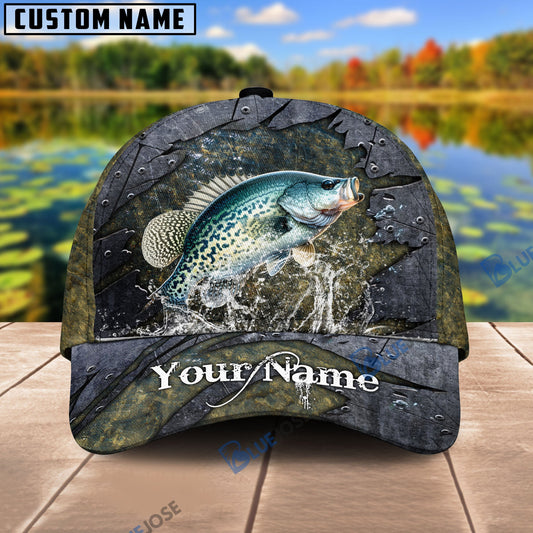 Frenzidea Personalized Crappie Fishing Metal Pattern Cap