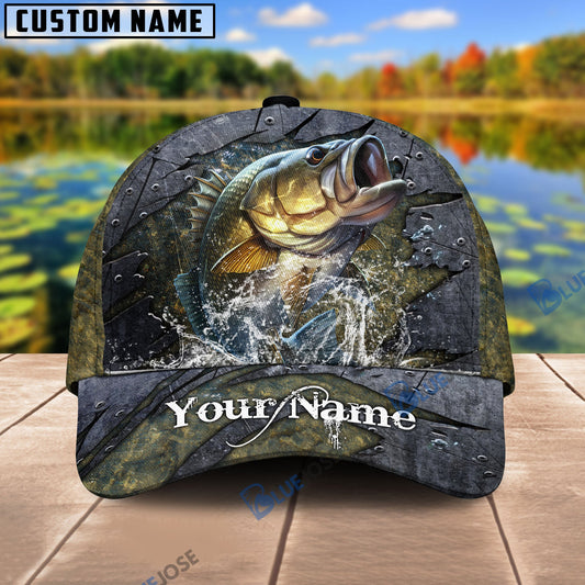 Frenzidea Personalized Large Mouth Bass Fishing Metal Pattern Cap