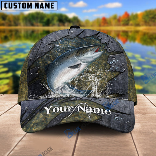 Frenzidea Personalized Salmon Fishing Metal Pattern Cap