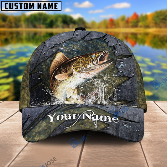Frenzidea Personalized Walleye Fishing Metal Pattern Cap