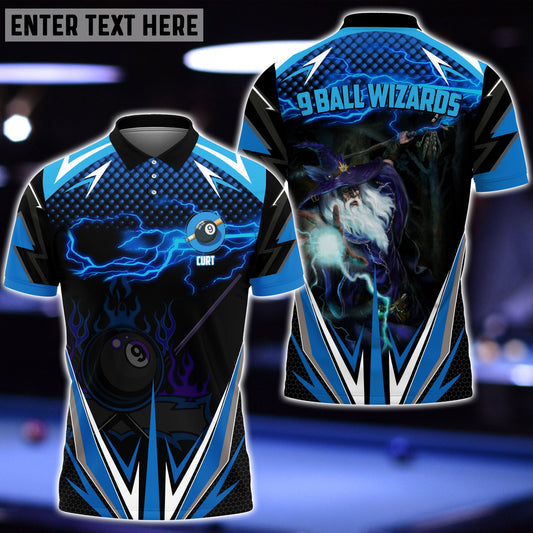 Frenzidea Billiards With Wizard Blue Fire Personalized Name, Team Name Unisex Shirt