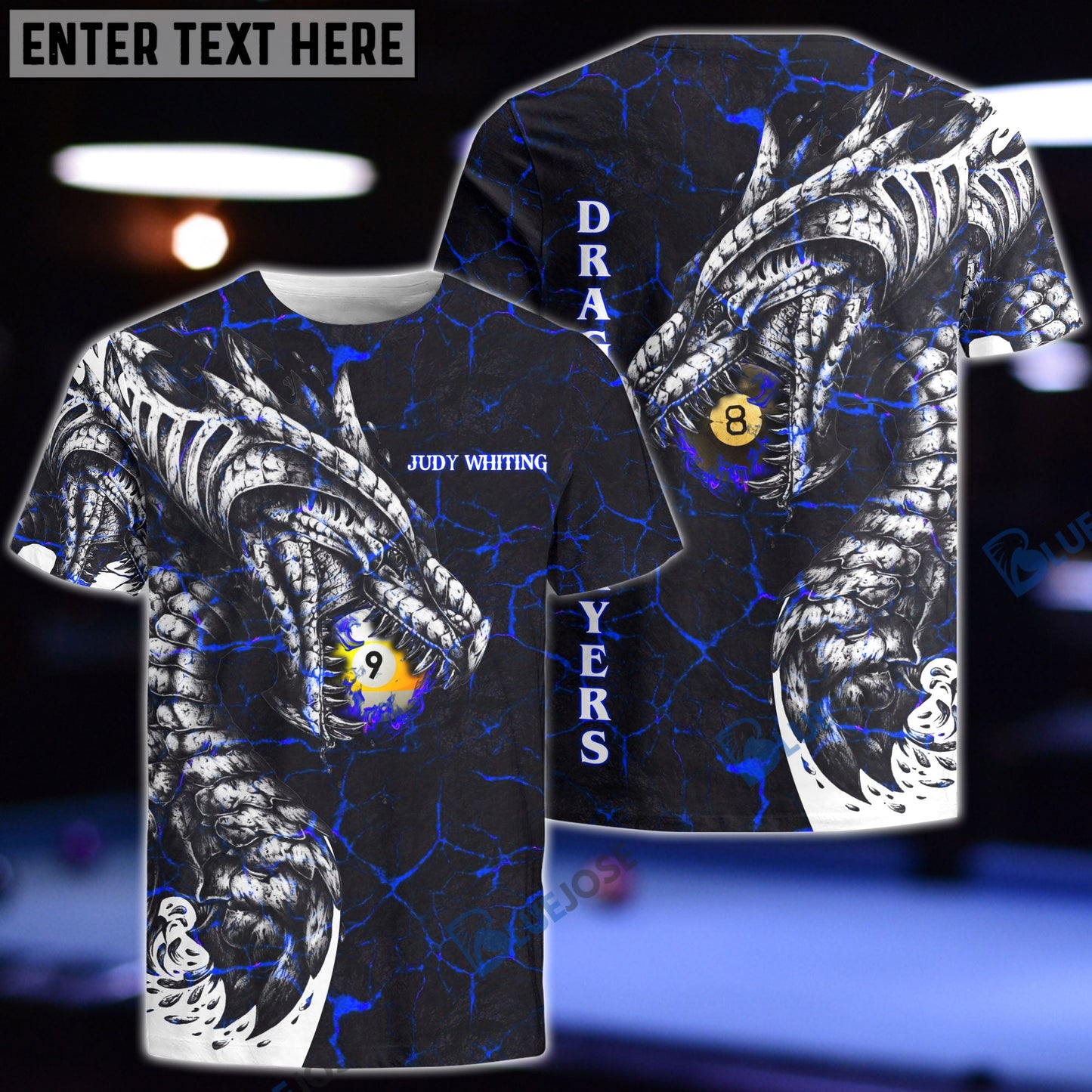 Frenzidea Fire Dragon Billiards 9-Ball & 8-Ball Personalized Unisex Shirt