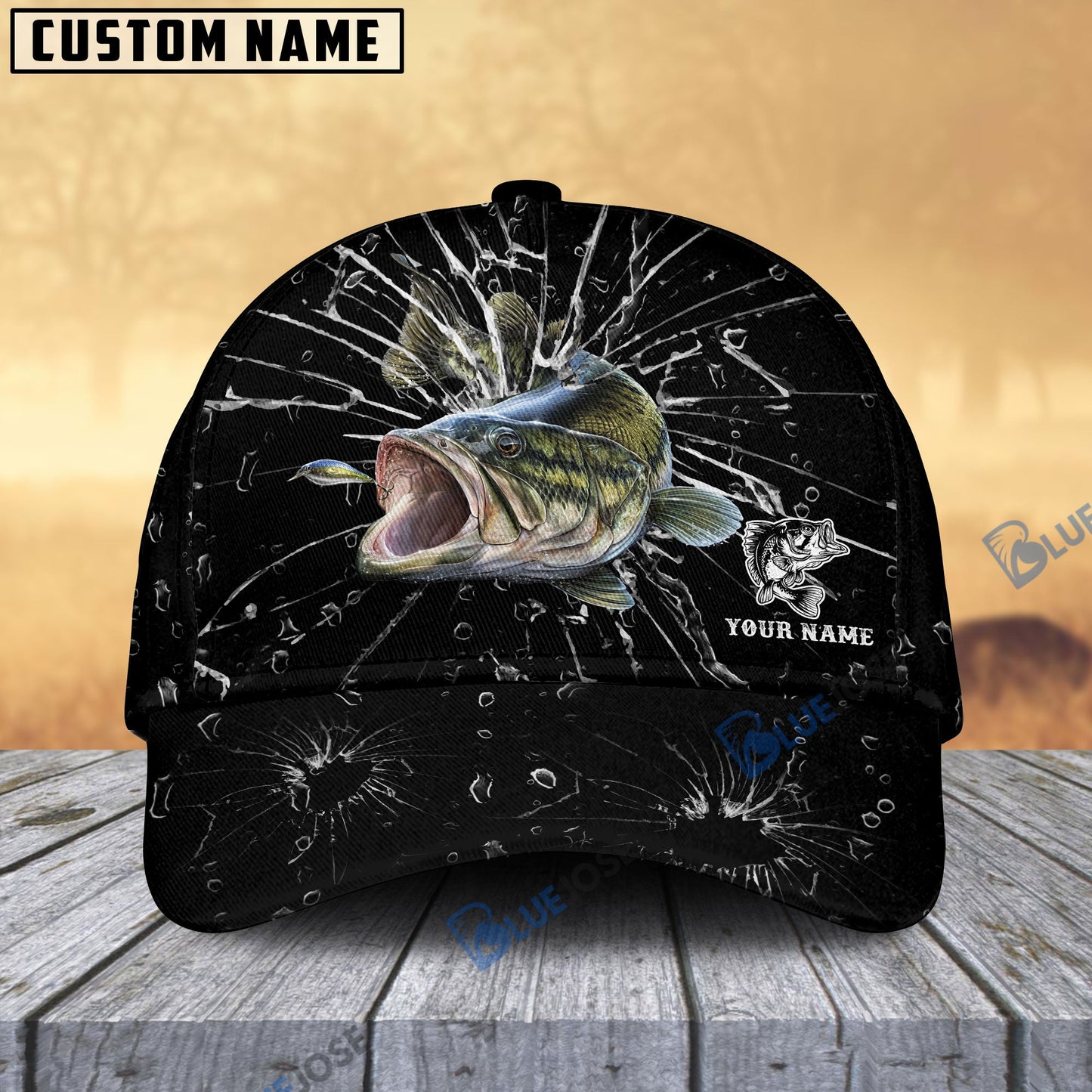 Frenzidea Personalized Largemouth Bass Fishing Broken Glass Cap