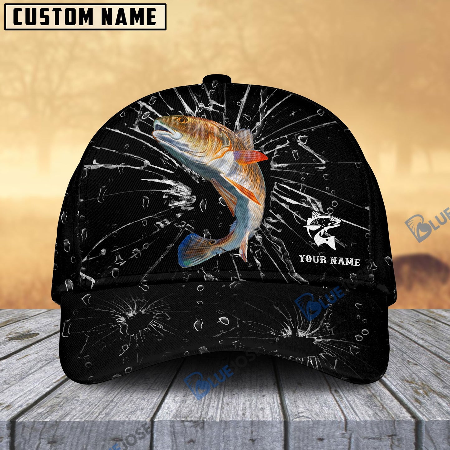 Frenzidea Personalized Redfish Fishing Broken Glass Cap