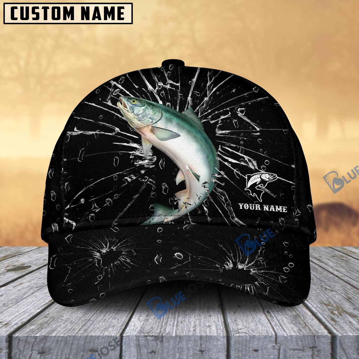 Frenzidea Personalized Salmon Fishing Broken Glass Cap