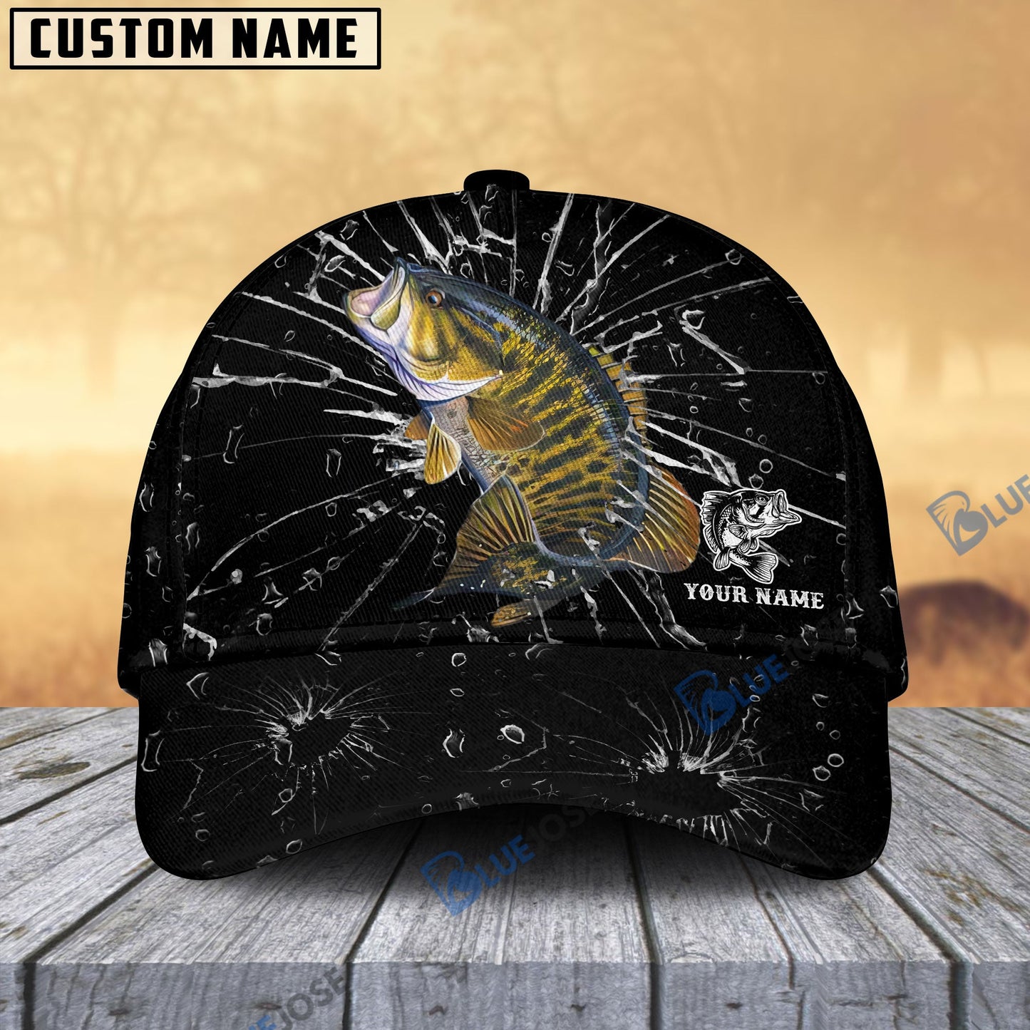 Frenzidea Personalized Smallmouth Bass Fishing Broken Glass Cap