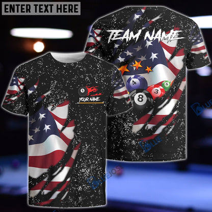 Frenzidea Billiards Flag Black Personalized Name, Team Name 3D Shirt