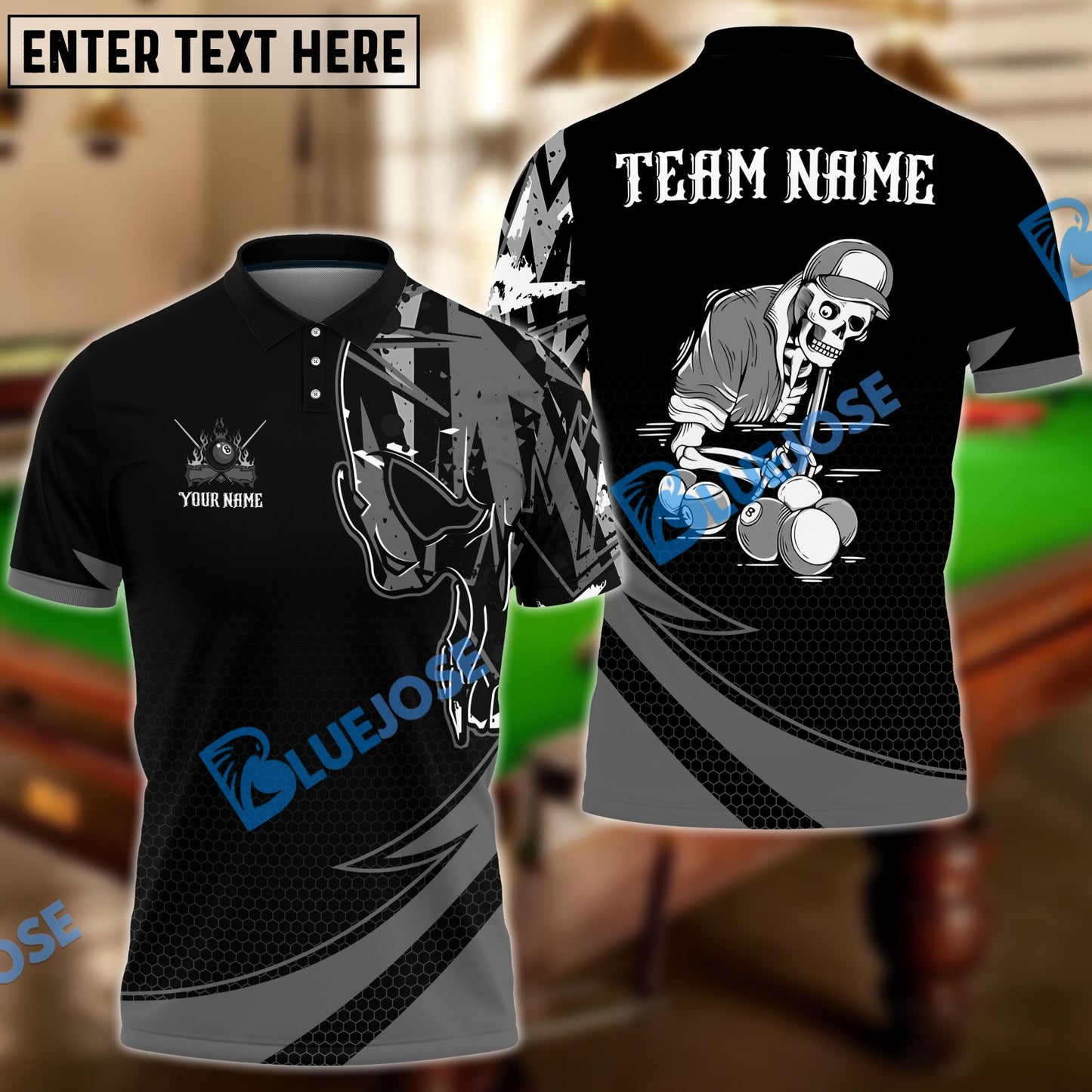 Frenzidea Skeleton Playing Billiards Personalized Shirt (5 Colors)