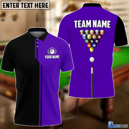 Frenzidea Billiards Half Black Personalized Name, Team Name Polo Shirt (6 Colors)