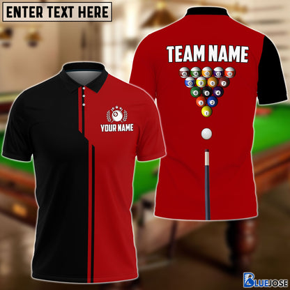 Frenzidea Billiards Half Black Personalized Name, Team Name Polo Shirt (6 Colors)