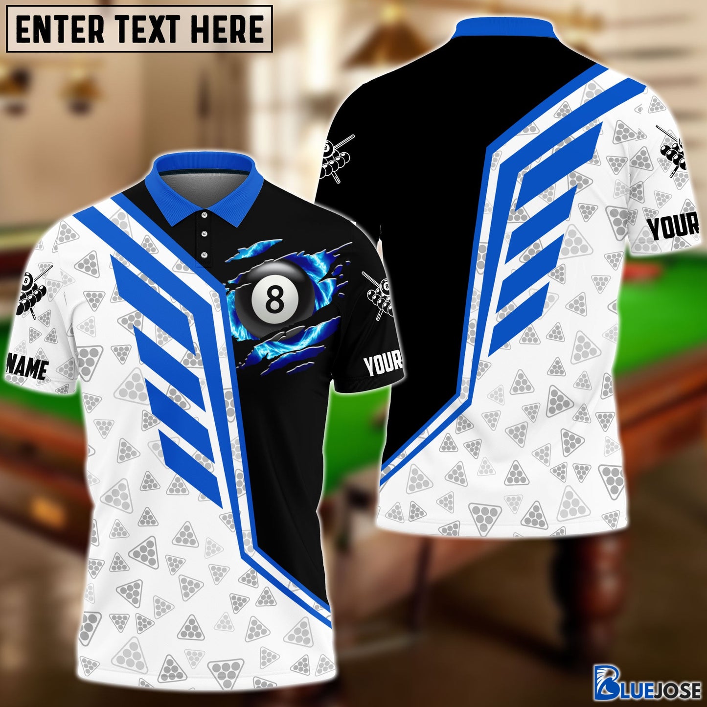 Frenzidea Billiards 8 Ball & 9 Ball Scratched Personalized Name 3D Shirt