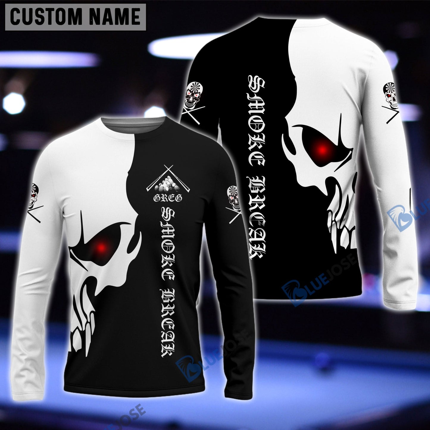 Frenzidea Billiards Red Eyes Skull Smoke Break 3D Shirt