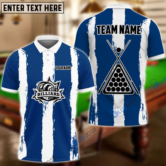 Frenzidea Billiards Blue Stripe Personalized Name, Team Name Shirt