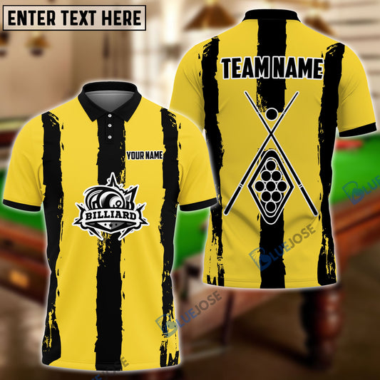 Frenzidea Billiards Yellow Stripe Personalized Name, Team Name Shirt
