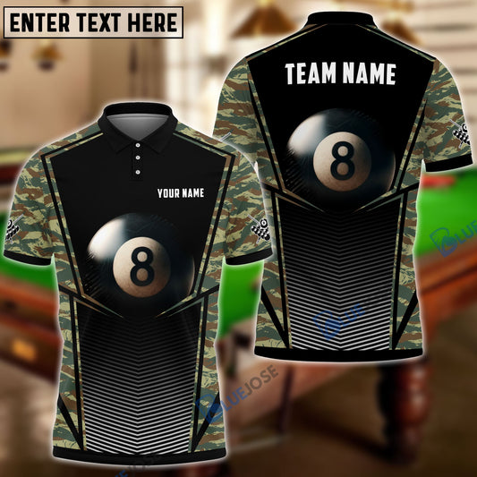 Frenzidea Billiards Green Camo Personalized Name, Team Name Unisex Shirt