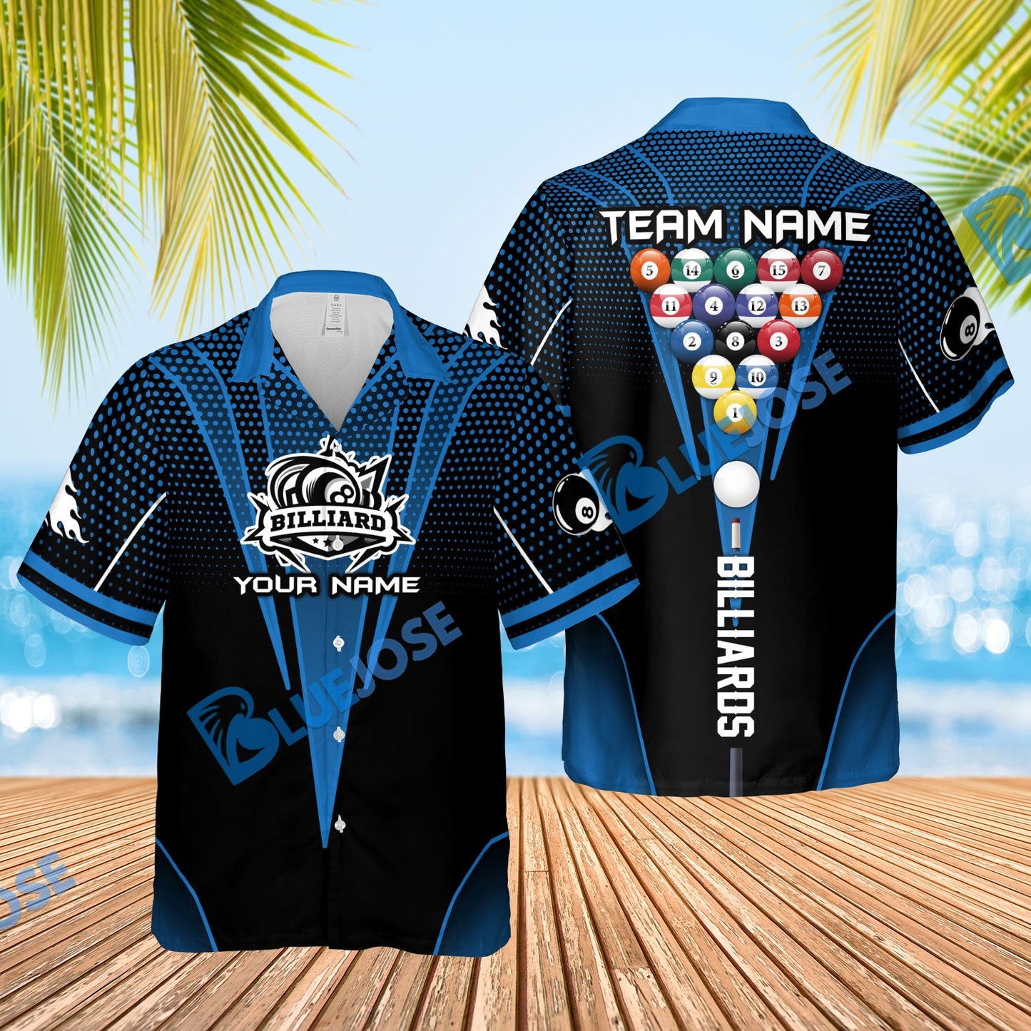 Frenzidea Billiards Dot Effect Personalized Name, Team Name Shirt