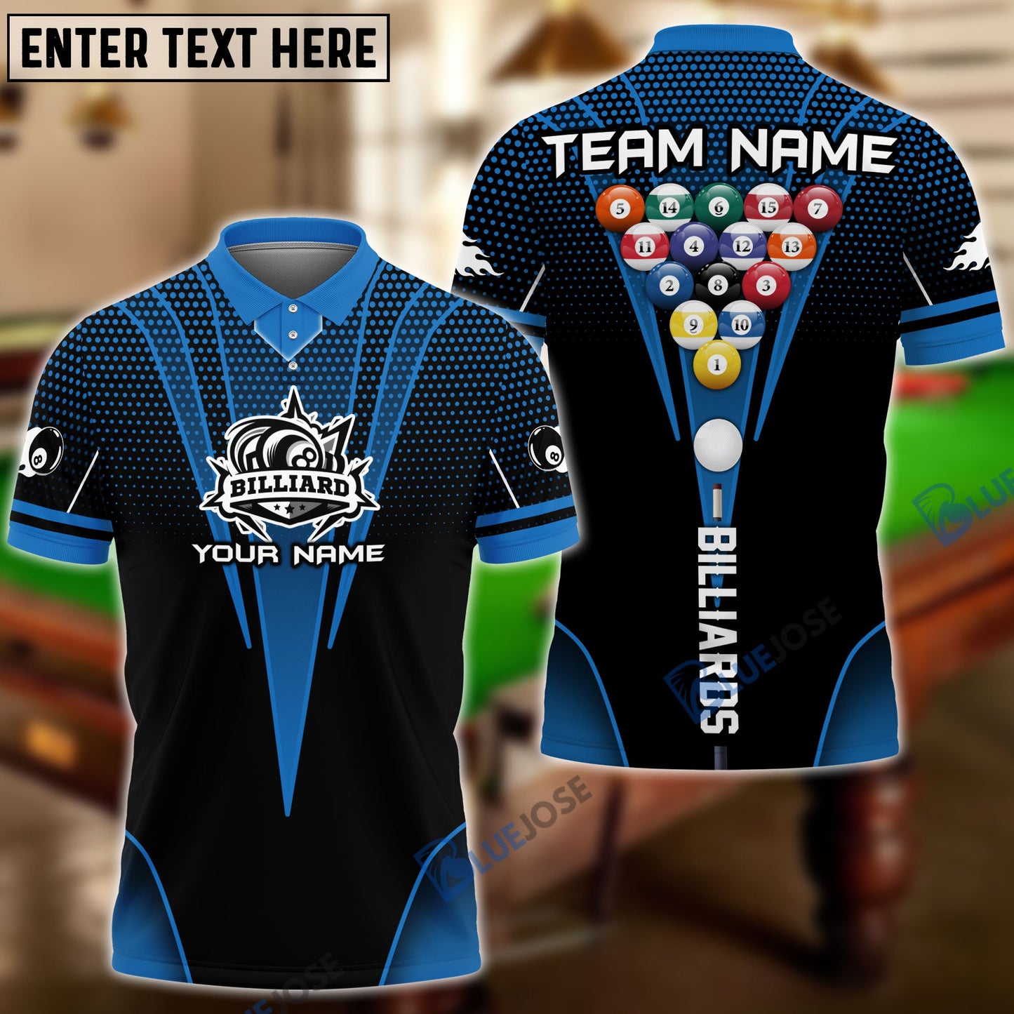 Frenzidea Billiards Dot Effect Personalized Name, Team Name Shirt
