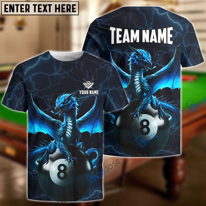 Frenzidea Billiards Blue Dragon Personalized Name, Team Name Unisex Shirt